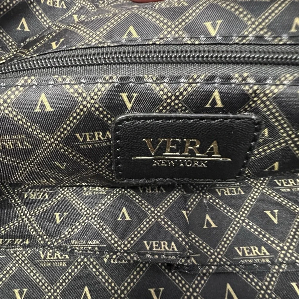 Vera‎ of New York Black Enya Quilt  Satchel Purse Style #VNF22722 Faux Leather